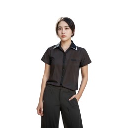 訂製女裝短袖翻領襯衫     設計咖啡色撞白色夏威夷領襯衫      管家部上衣     酒店工作服  鷺環海天度假酒店   R411 訂製女裝短袖翻領襯衫     設計咖啡色撞白色夏威夷領襯衫      管家部上衣     酒店工作服  鷺環海天度假酒店   R411